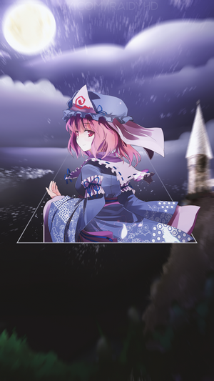 Saigyouji Yuyuko from Touhou in a triangle frame