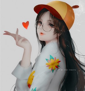 Anime girl with glasses and cap