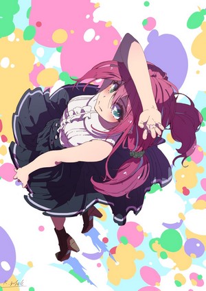 Anime girl with pink hair and green eyes
