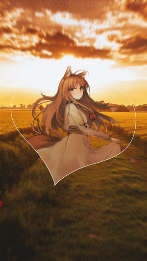 Holo from Spice and Wolf in a field