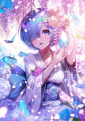 Rem from Re:Zero in Floral Kimono