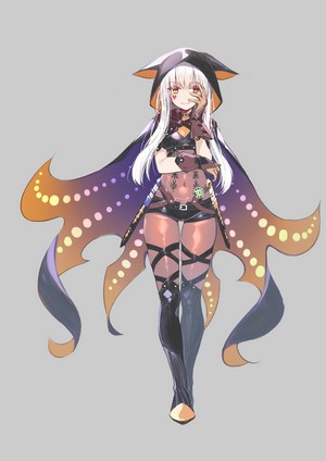 Anime girl with white hair and a cape