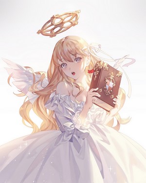Angel Girl with Blonde Hair and Wings by Fajyobore