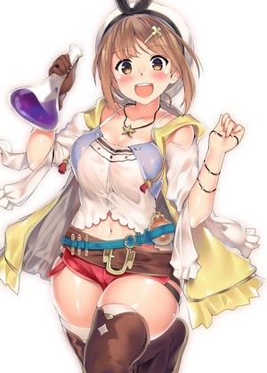 Reisalin Stout from Atelier Ryza holding a potion