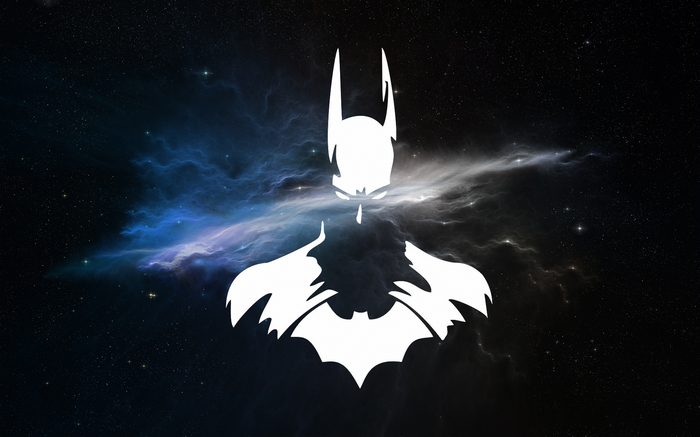 Batman Silhouette in Space Nebula
