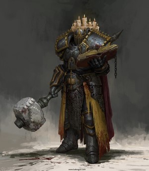 Dark Castle Warrior with Hammer and Book