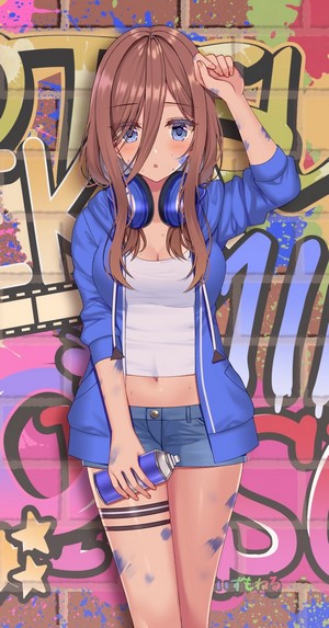 Nakano Miku Casual Street Art Portrait