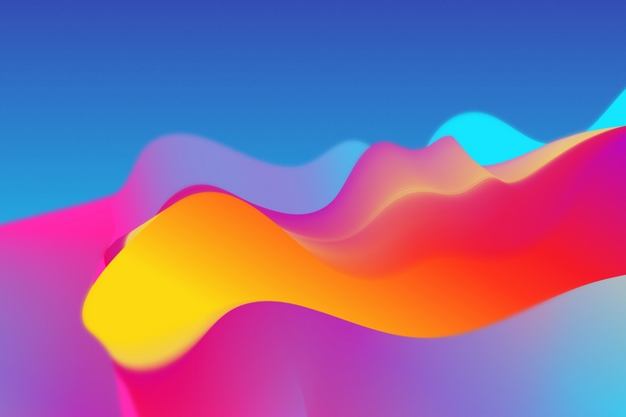 Abstract colorful waves on blue background