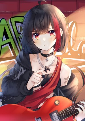 Ran Mitake from BanG Dream! with Guitar