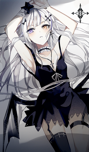 Anime girl with white hair and heterochromia