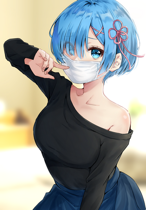 Rem from Re:Zero in Black T-Shirt Portrait