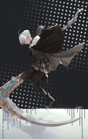 Gray from Lord El-Melloi II Case Files with a scythe