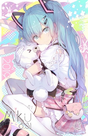 Hatsune Miku with a plush toy