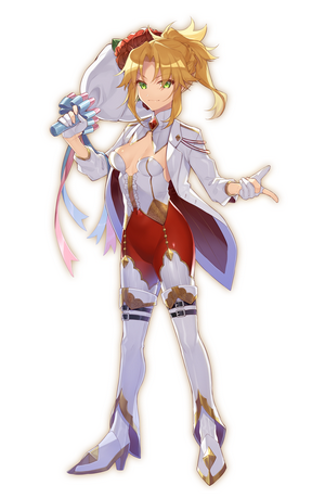 Anime girl with bouquet and microphone