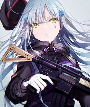HK416 from Girls Frontline holding a rifle