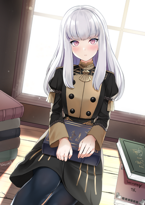 Lysithea von Ordelia from Fire Emblem: Three Houses holding a book