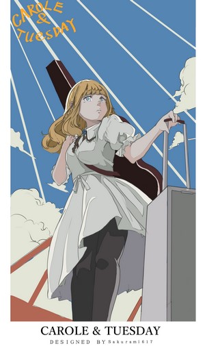 Carole & Tuesday anime poster with girl and guitar