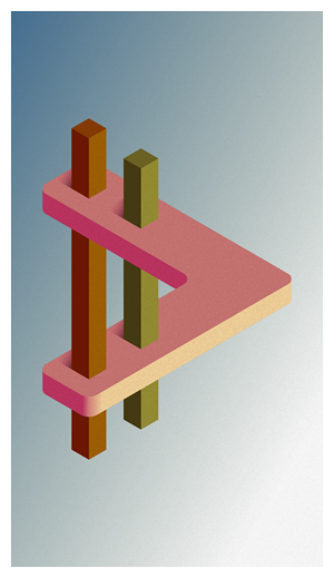 Impossible geometric figure with pillars