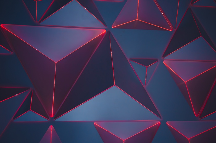 Red, Triangles, Geometric, Pattern, Neon, 5K
