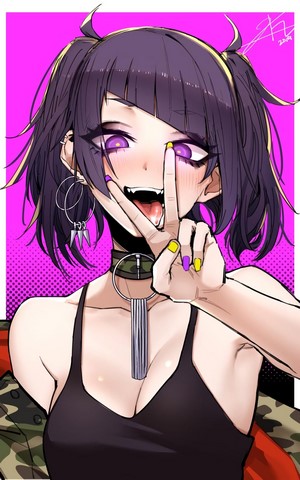 Anime girl with purple eyes and pigtails