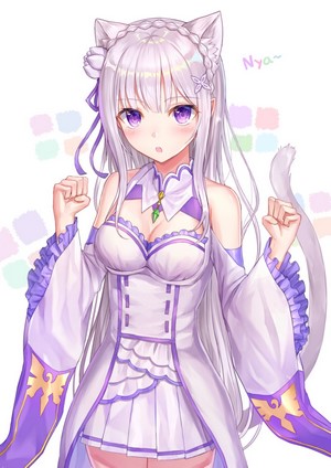 Emilia from Re:Zero with cat ears