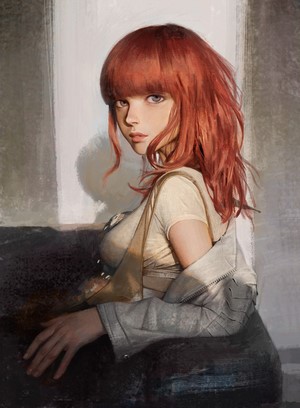 Artwork of a red-haired anime girl