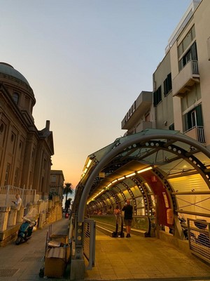 Calabria, Reggio di Calabria at sunset with illuminated gallery