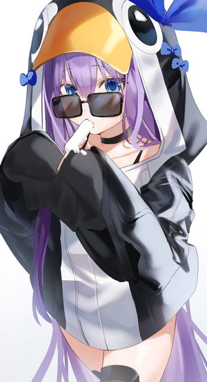 Meltlilith from Fate Series wearing a penguin hoodie
