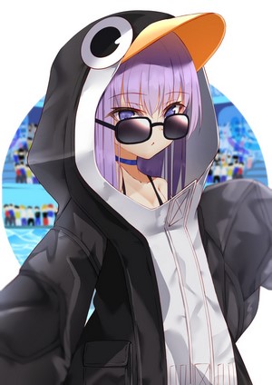 Meltlilith from Fate Series wearing a penguin hoodie