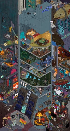 Isometric Pop Culture Cityscape by Egor Klyuchnyk
