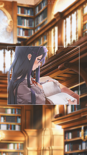 Yuri from Doki Doki Literature Club reading a book