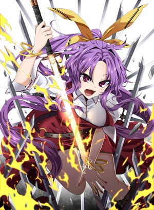Anime girl with purple hair and sword
