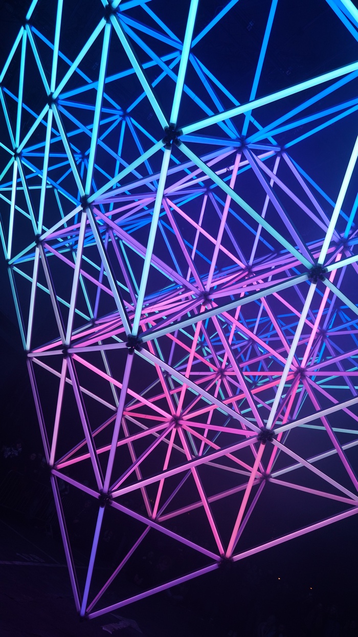 Geometric structure with neon lights
