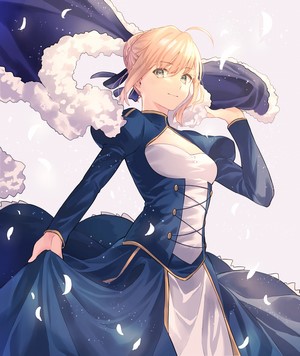 Saber from Fate Series in a blue dress