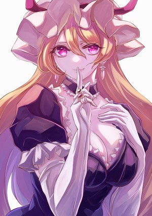 Anime girl with pink eyes and blonde hair