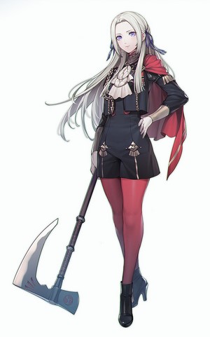Edelgard von Hresvelg from Fire Emblem Three Houses with an axe