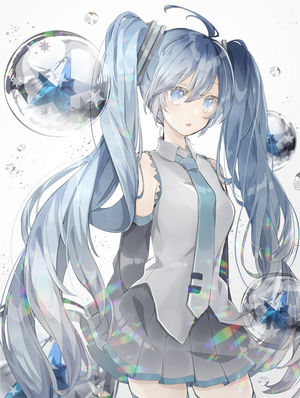 Hatsune Miku with diamonds and bubbles