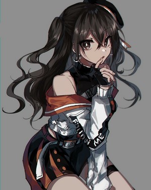 Anime girl with dark hair in pigtails