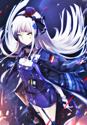 Anime Girl with German Military Uniform and Rifle