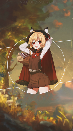 Anime girl in red cloak with basket