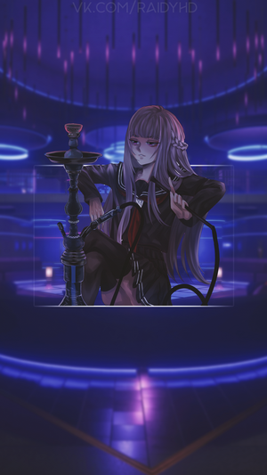 Kyoko Kirigiri with a hookah