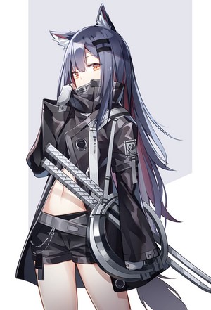 Texas from Arknights in Dark Outfit