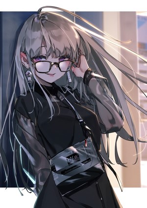 Anime girl with glasses and long hair