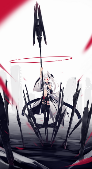 Anime girl with spear and red halo