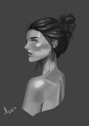 Monochrome portrait of a woman from 2019