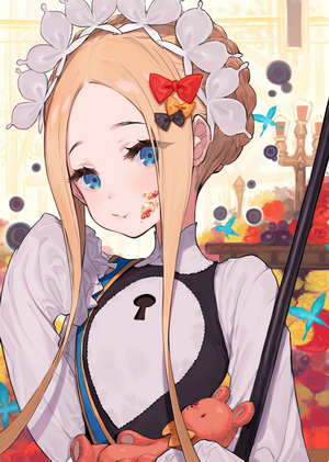 Anime girl with blonde hair and blue eyes