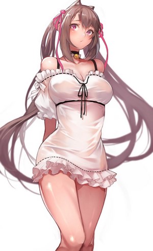 Anime girl with cat ears and tail