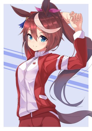 Anime girl with brown hair and blue eyes