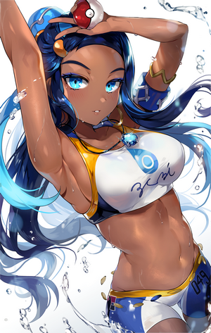 Nessa from Pokémon Sword and Shield holding a Poké Ball