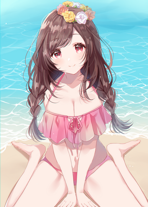 Kogane Tsukioka Smiling at the Beach